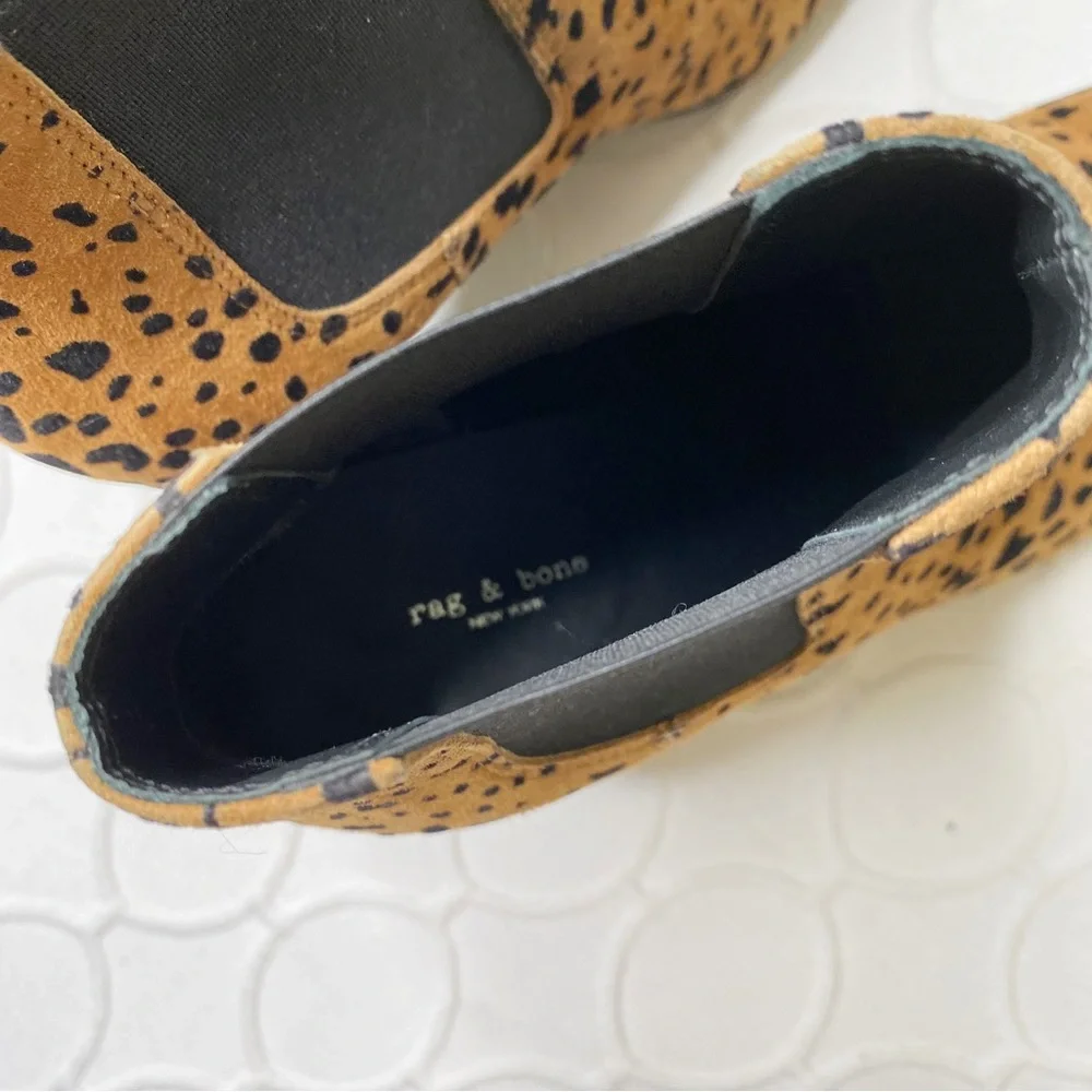 Rag & Bone Aslen Cheetah Suede Animal Print Chelsea Booties Size 35 5 - Picture 10 of 11